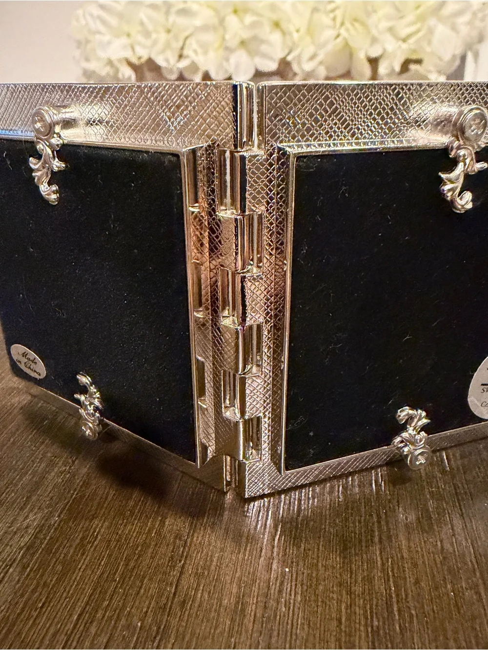 Vintage Things Remembered Folding Double Heart Picture Frame & Mirror Swarovski